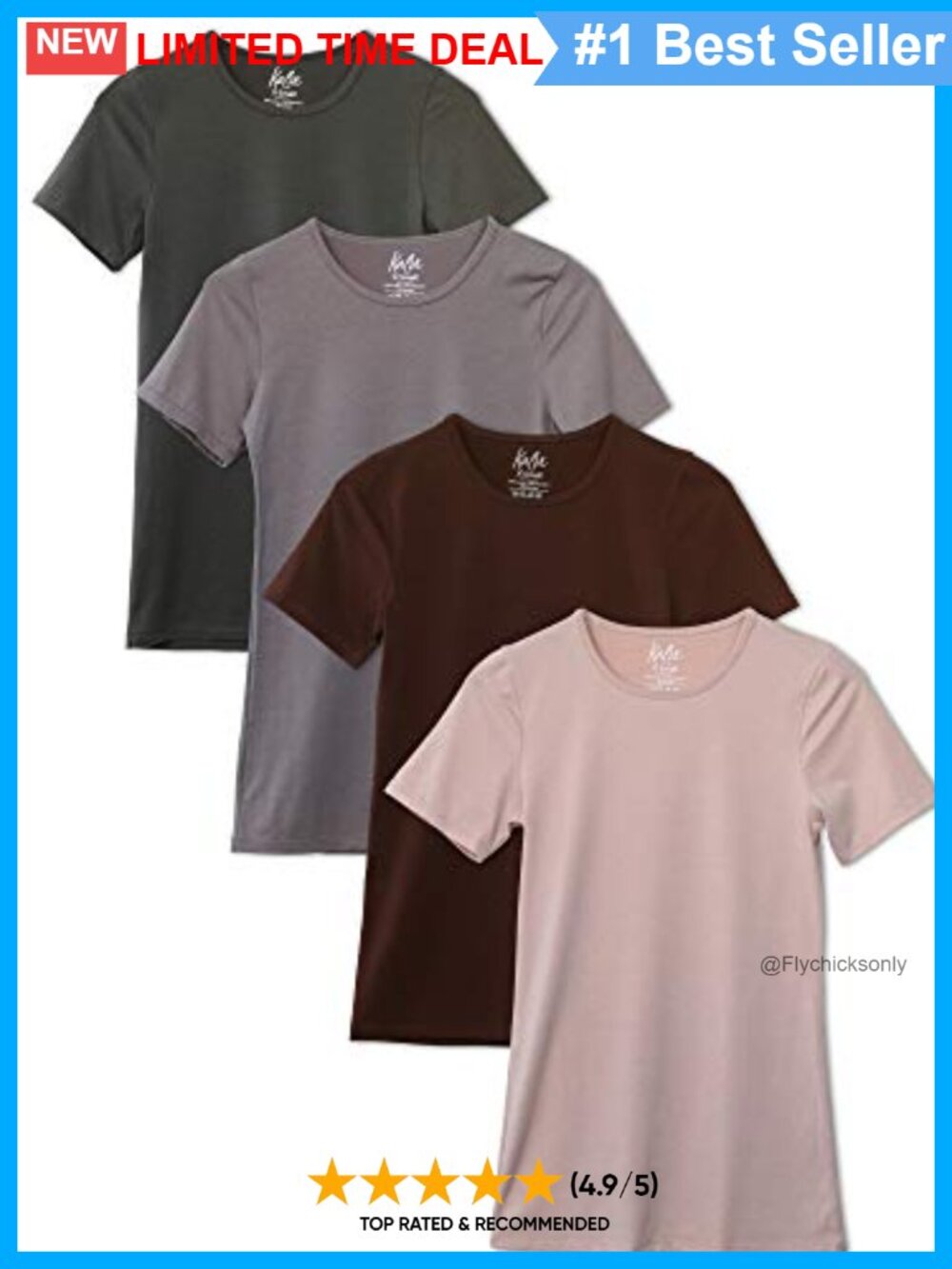 Fitted Crewneck T-Shirt 4-Pack Base Layer Layering Tee